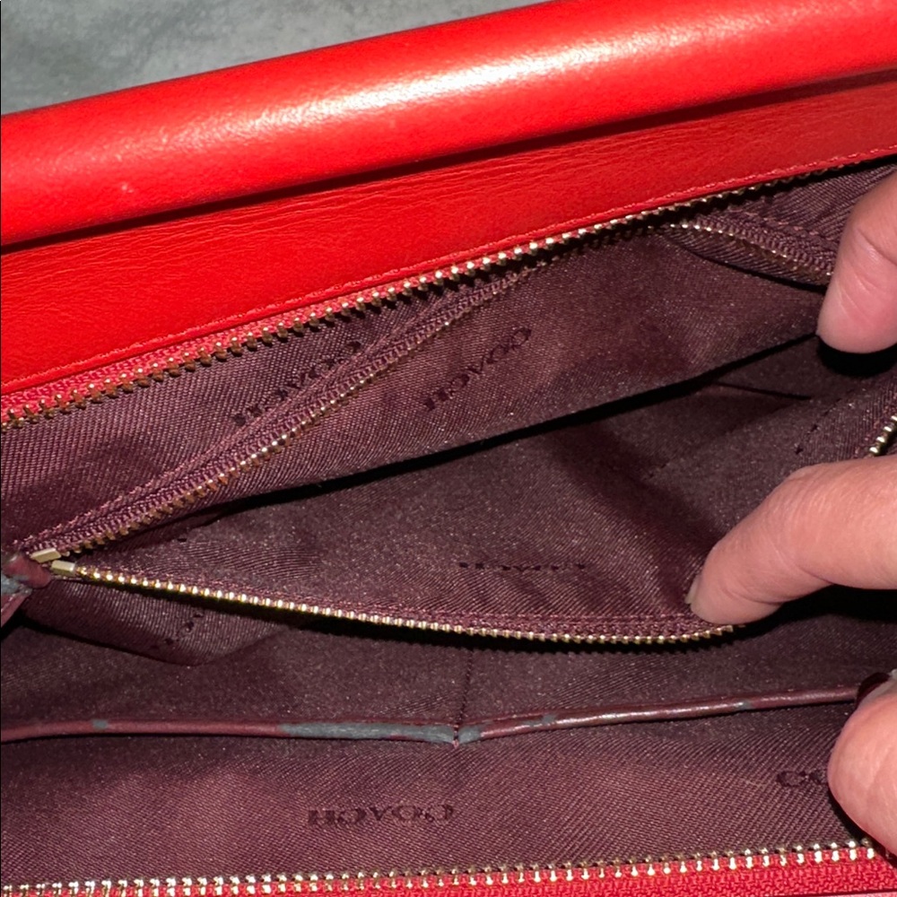 Coach special edition Selena Gomez Cherry Red Leather 2 way Bag - Picture 15 of 16